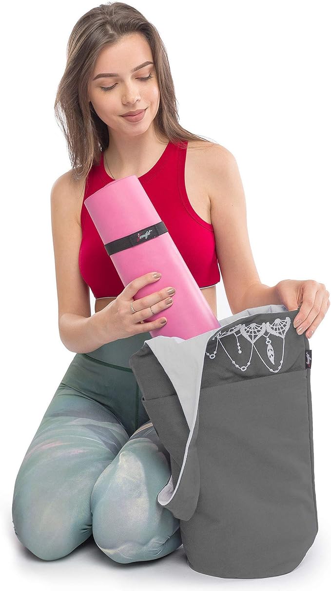 Yoga Mat Bag – Versatile Yoga Bag with Mat Straps & Storage Pockets, Holds Yoga & Pilates Mats, Lightweight & Durable