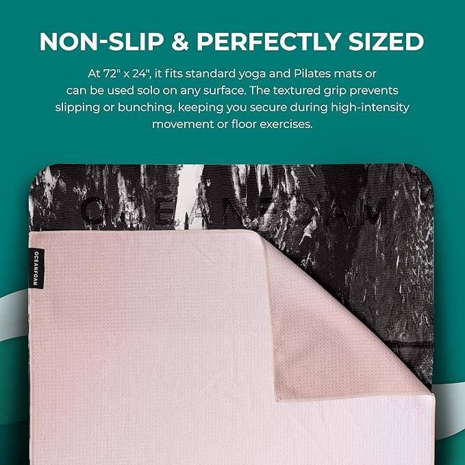 Oceanfoam Beach Towel – Lightweight, Absorbent, Quick-Drying, Sand-Resistant, Non-Slip – Ideal for Workouts, Yoga, Pilates, Beach, Pool, Boat & Travel – 25% Recycled – 72"x24" (Natural)