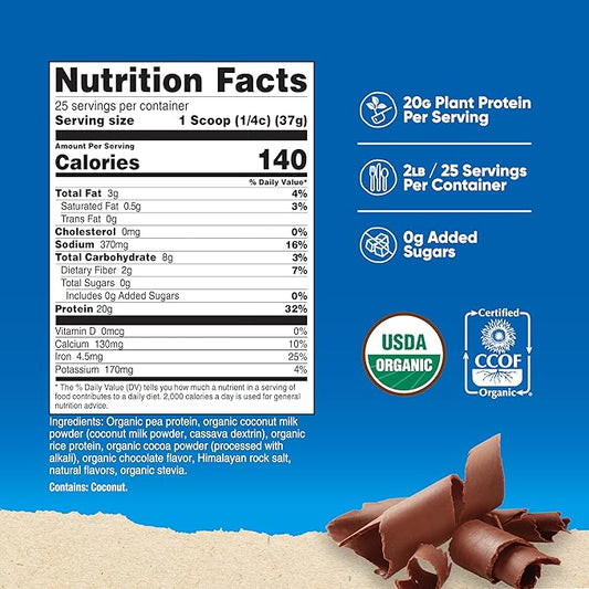 Nutricost Organic Vegan Protein Chocolate (2 LB) - Gluten-Free, GMO-Free