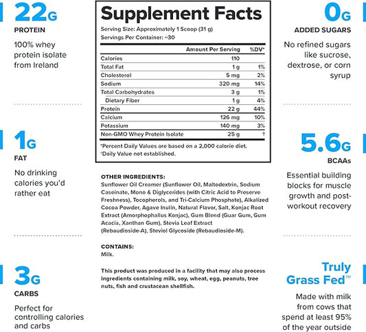 LEGION Whey+ Protein Whey Isolate from Grass Fed Cows - Whey Protein Isolate Powder Low Calorie, Non-GMO, Sugar Free, Lactose and Gluten Free, All Natural Protein Powder for Men & Women, 30 Servings