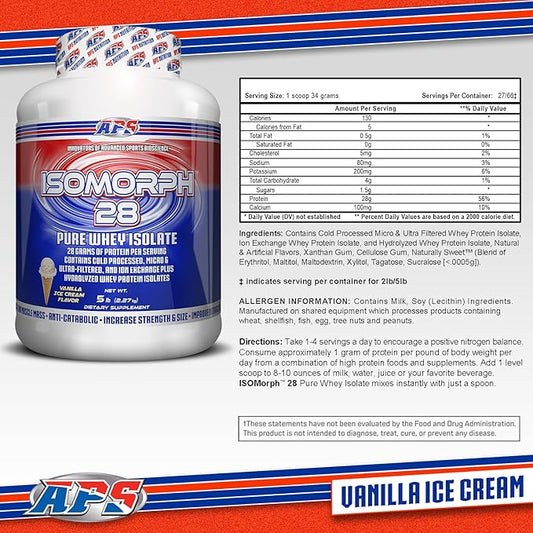 APS Nutrition Isomorph 28 Protein Powder | Pure Whey Isolate | Cold Pressed, Ultra- Filtered, & Ion Exchange Isolates | 28g Protein | 5 Pound (Vanilla Ice Cream)