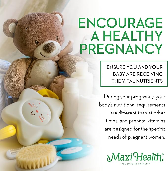 Maxi Health Prenatal Vitamins for Women – One Daily Prenatal with Methylated Folate, Gentle Iron & DHA Support – Doctor Formulated, Kosher Multivitamin for Pregnancy – 60 Capsules (60 Day Supply)