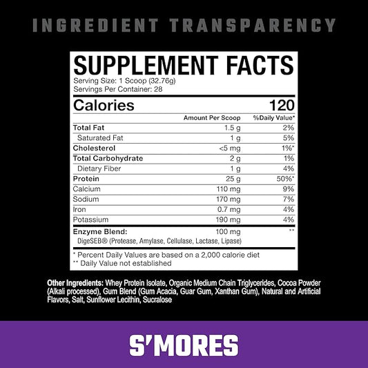 Axe & Sledge Farm Fed 100% Whey Protein Isolate | 25g Protein | Low Carb, Low Sugar, Soy Free, Gluten Free | Protein Powder for Men and Women | Keto | Made in The USA | 28 Servings, S'Mores