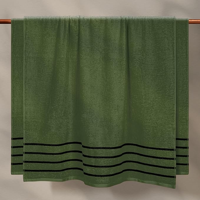 MyOwn Cotton 2 Pack Oversized Bath Sheet 35 x 70, Large Bath Sheet, Ultra Absorbent, Compact, Eco-Friendly and 100% Recyclable, Quick Drying and Lightweight Towel - Olive Green