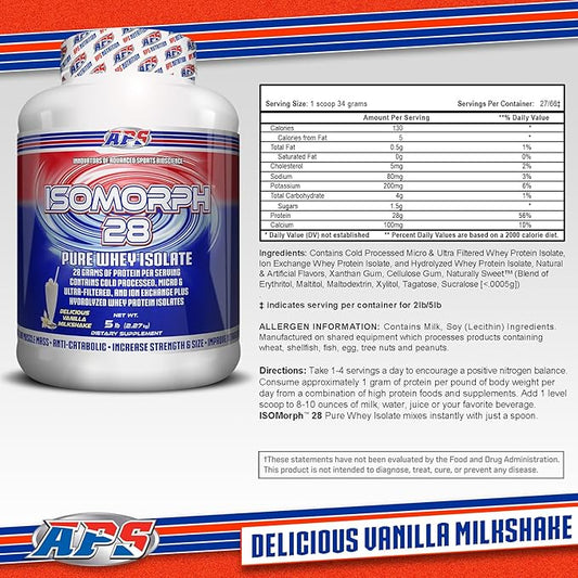 APS Nutrition Isomorph 28 Protein Powder | Pure Whey Isolate | Cold Pressed, Ultra- Filtered, & Ion Exchange Isolates | 28g Protein | 5 Pound (Vanilla Milkshake)