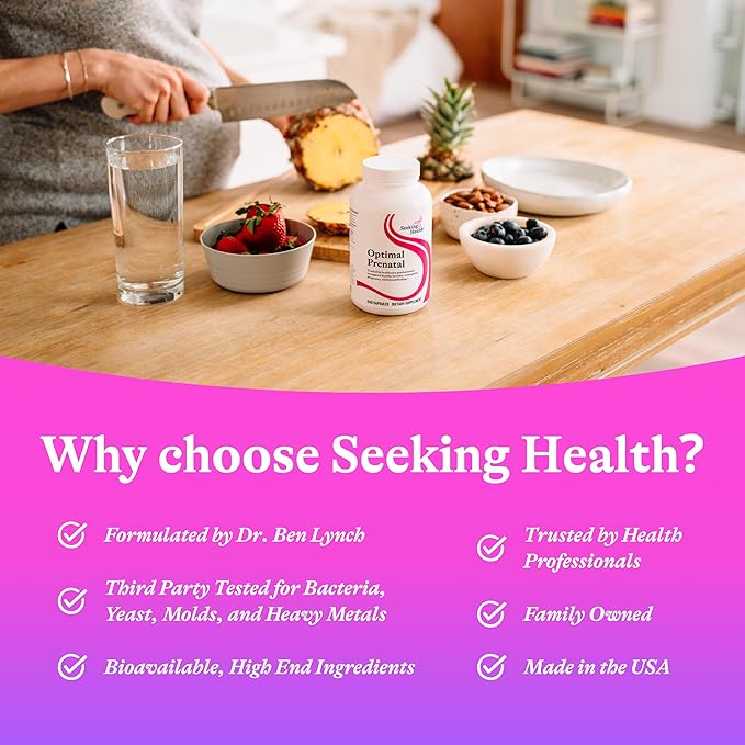 Seeking Health Optimal Prenatal, Women’s Vitamin with B12, Methylfolate, Choline, Methylation Support, Nutrients to Support Fertility, Pregnancy & Breastfeeding, Vegetarian Capsules (240 Capsules)
