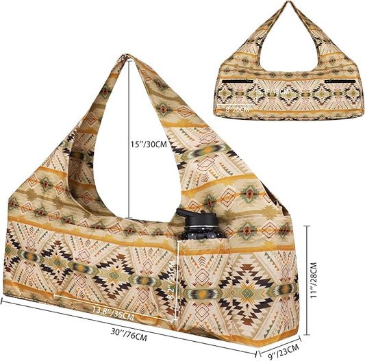 Large Yoga Mat Bag Yoga Bags and Carriers Fits All You Stuff Yoga Tote Bag with Yoga Mat Strap, Elastic Pockets and Zipper Pockets