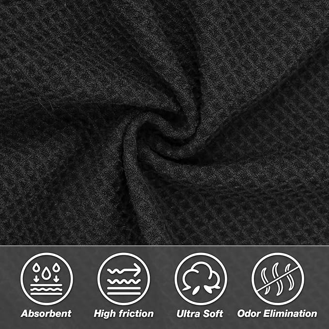 2 Pack Hot Yoga Towel, Yoga Mat Towels Non Slip for Hot Yoga with Strap, Microfiber Yoga Accessories, Soft Absorbent Quick Dry, Pilates Exercise Fitness 24" X 72"Black