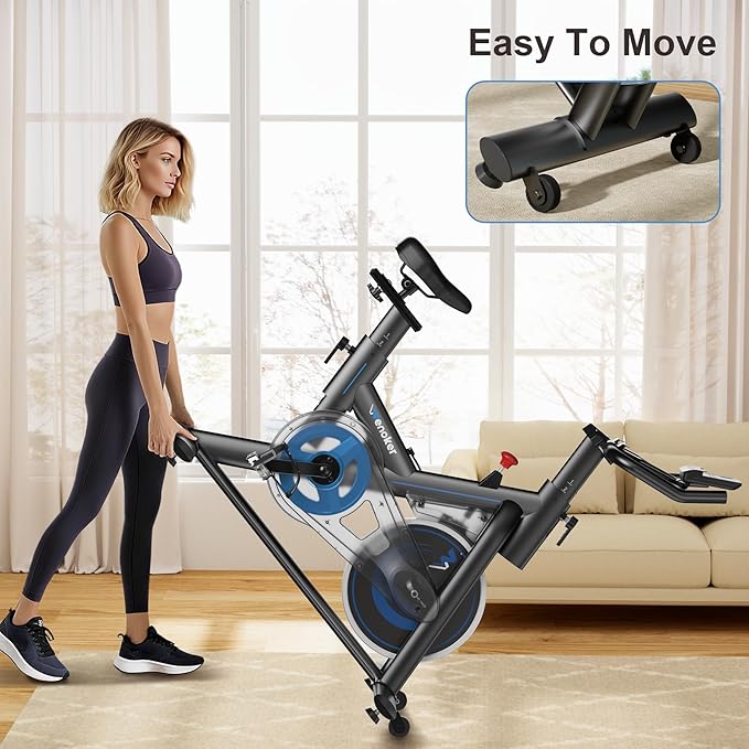 Exercise Bike for Home, 350LB Magnetic Resistance Indoor Cycling Bike, Silent Stationary Bike with App Sync, Adjustable Seat, LCD Monitor, Smooth & Quiet for Cardio Workout