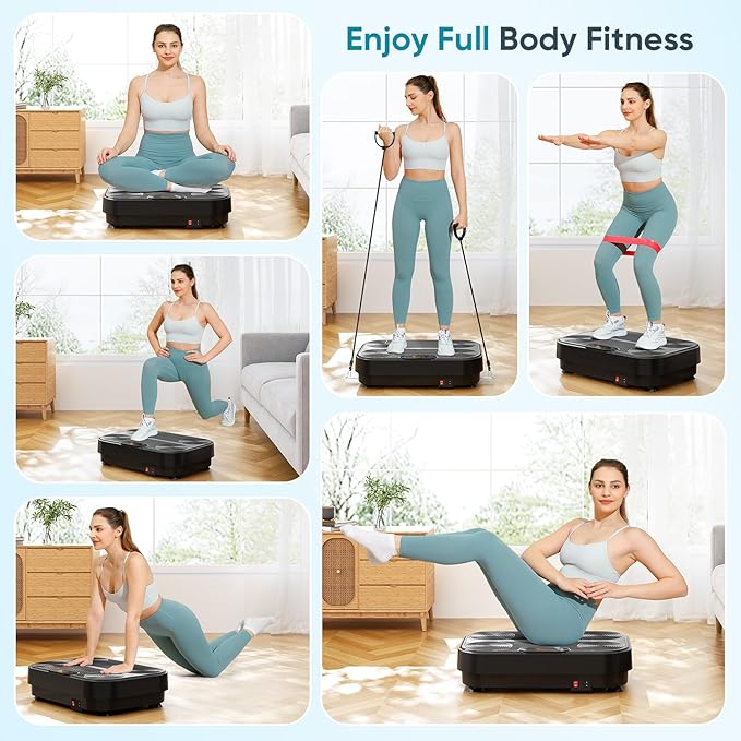 Dripex Vibration Plate Exercise Machine, Power Vibrating Plate for Lymphatic Drainage Weight Loss, Whole Body Workout Vibration Plates Fitness Platform, Fat Burner Shake Plate Equipment for Women Men
