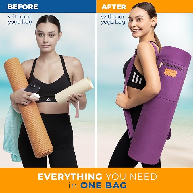 UDANA Yoga Mat Bag, Large – Fits Thick Mats, 3 Storage Pockets, Adjustable Strap