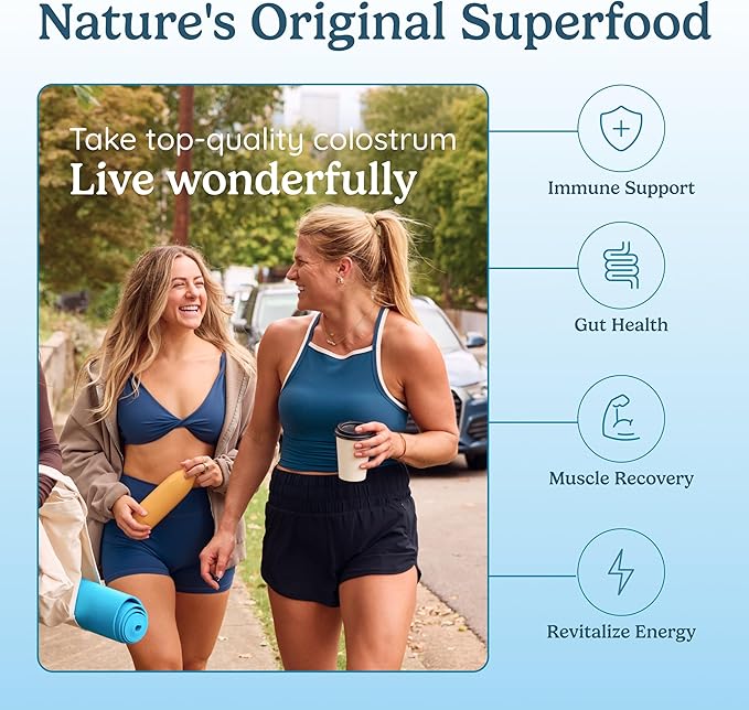 WONDERCOW Colostrum Capsules Supplement for Gut Health, Immune Support, Muscle Recovery & Wellness | Natural IgG Pure Whole Bovine Colostrum Superfood, Unflavored, 30 Servings