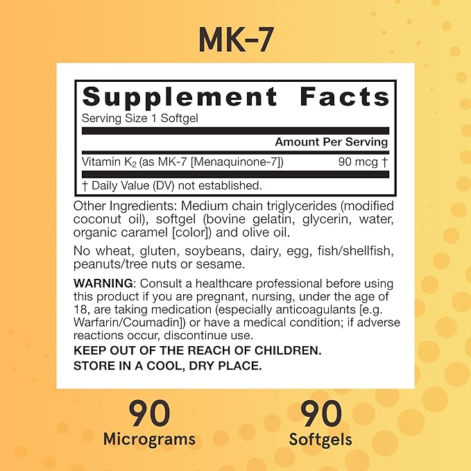 Jarrow Formulas MK-7 90 mcg - Bioactive Form of Vitamin K2-90 Servings (Softgels) - for Bone & Cardiovascular Health - Vitamin K2 MK-7 Dietary Supplement - K2 Vitamin Supplement MK-7 - Gluten Free