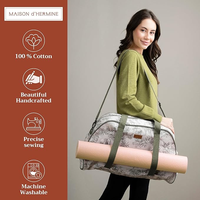 Maison d' Hermine Yoga Mat bag, Cylindrical bag for Woman&Men, yoga mat Bag &Adjustable shoulder straps Yoga Mat Carrier Bag with Drawstring Water Bottle Pocket and zipper pocket