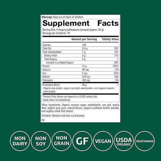 Standard Process Veg-E Complete Pro - Organic, Plant-Based Protein Powder for Muscle Building & Recovery - Supports Hair, Skin & Nails - Vegan & Gluten-Free - Vanilla, 18 Servings