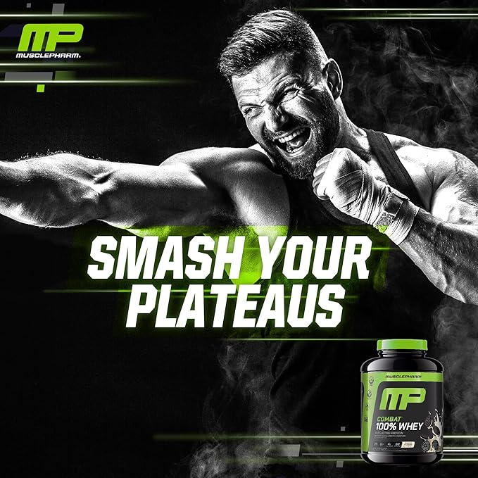 MusclePharm Combat 100% Whey Protein Powder, Cookies ‘N’ Cream Flavor, Fast Recovery & Muscle Gain with Whey Protein Isolate, High Protein Powder for Women & Men, Gluten Free, 5 lb, 69 Servings