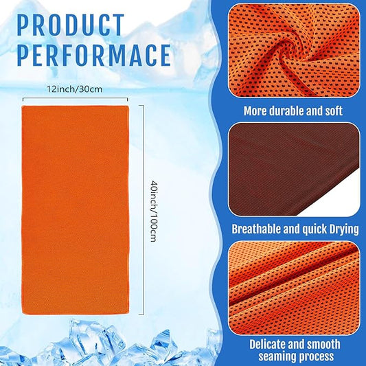Hosuly 15 Pack Cooling Towels 40" x 12" Cooling Towels for Neck and Face Iced Towel Microfiber Soft Breathable Chilly Yoga Towel for Hot Weather (Orange)