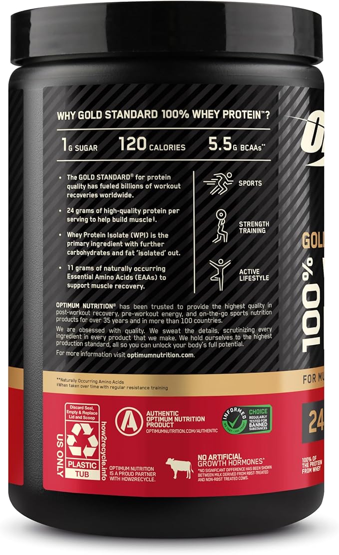 Optimum Nutrition Gold Standard 100% Whey Protein Powder, Double Rich Chocolate, 0.68 Pound (Pack of 1)