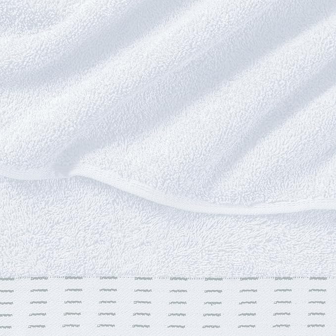 Ultra Soft 6 Pack Cotton Towel Set, Contains 2 Bath Towels 28x55 inch, 2 Hand Towels 16x24 inch & 2 Wash Coths 12x12 inch, Ideal Everyday use, Compact & Lightweight - White