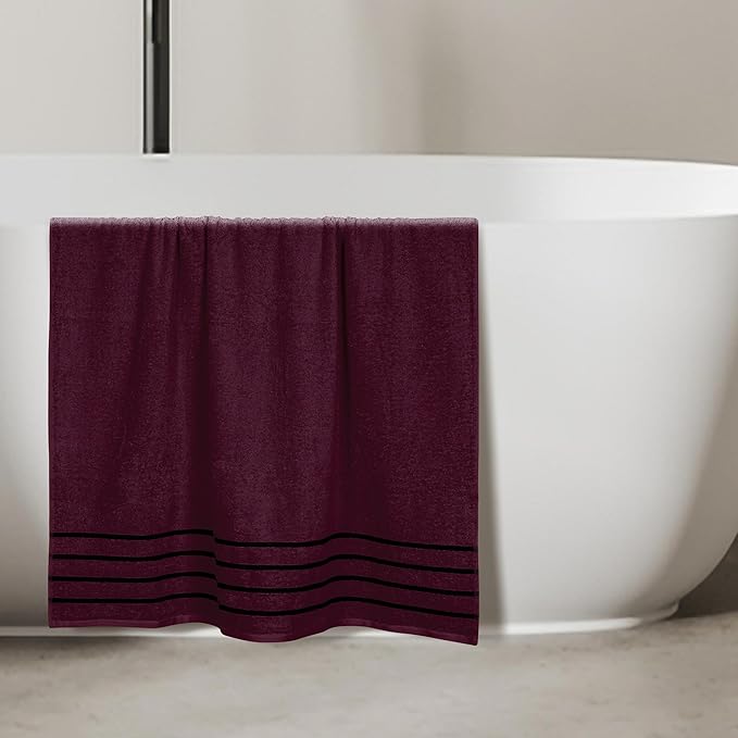 MyOwn Cotton 2 Pack Oversized Bath Sheet 35 x 70, Large Bath Sheet, Ultra Absorbent, Compact, Eco-Friendly and 100% Recyclable, Quick Drying and Lightweight Towel - Burgundy Red