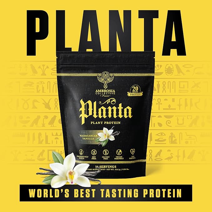 Ambrosia Planta - Premium Plant-Based Protein | Vegan & Keto Friendly | Gourmet Flavors with No Bloating or Stomach Upset | Gluten & Soy Free | No Added Sugar | 14 Servings | (Vanilla)