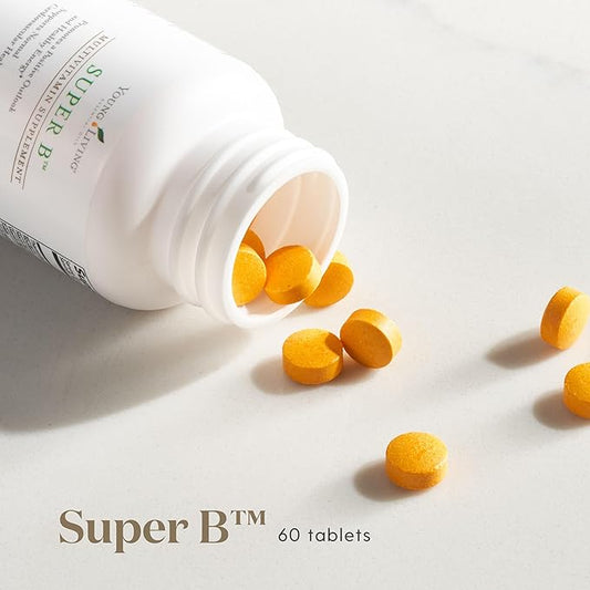 Young Living Super B Tablets, 60-Count Bottle | B Vitamins & Minerals | Supports Healthy Energy Levels | Keto-Friendly | Natural Folate Source | Contains Calcium, Magnesium, and Vitamin B6