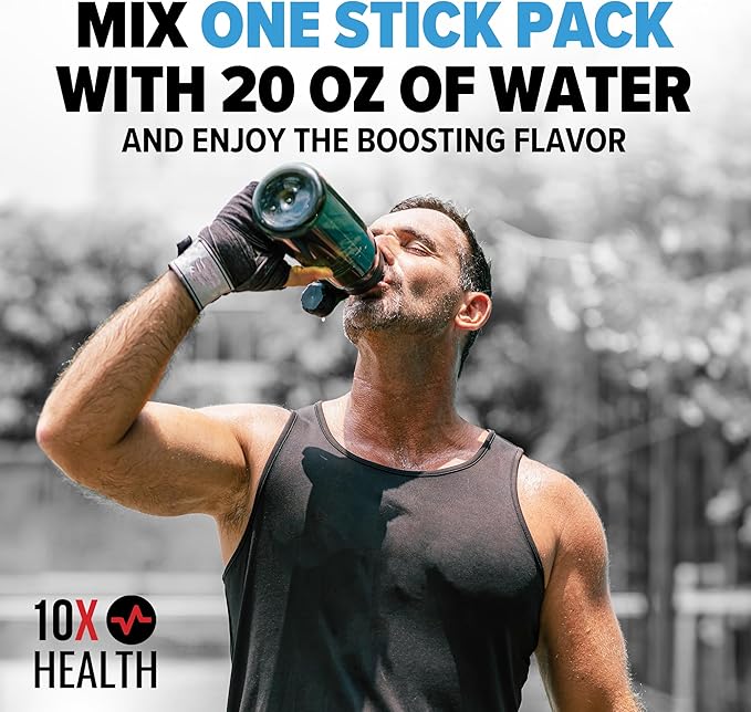 10X Health Hydration Packets Wave Crusher Electrolyte Drink Mix Liquid 15 Stickpacks with Magnesium Citrate, Sodium & Potassium - Natural Flavored Electrolyte