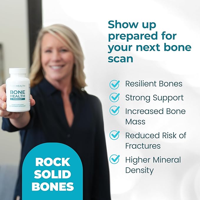 PUREHEALTH RESEARCH Bone Health Formula Calcium & Magnesium Supplement - with Iron, Zinc, Copper, Vitamin D, C, K2 & More - Bone & Joints Vitamins for Women & Men, 150 Capsules