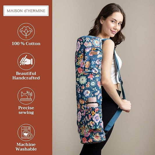 Maison d' Hermine Yoga Mat bag, Cylindrical bag for Woman&Men, yoga mat Bag &Adjustable shoulder straps Yoga Mat Carrier Bag with Drawstring Water Bottle Pocket and zipper pocket
