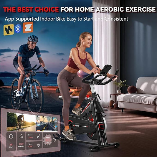 Exercise Bike, WENOKER Magnetic Resistance Stationary Bike for Home, App Supported Indoor Bike with Whisper Quiet, Heavy Flywheel and Upgraded Digital Display