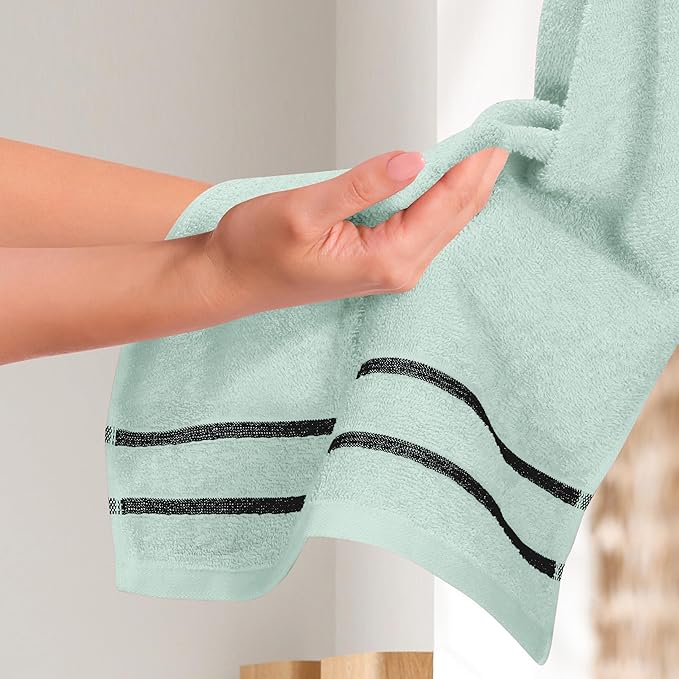 MyOwn Ultra Soft Cotton 6 -Piece Hand Towel Set 16x24 Inch, Ideal for use in Bathroom, Kitchen, Gym, Spa & General Cleaning, Compact & Lightweight Multi Purpose Hand Towels - Sea Green