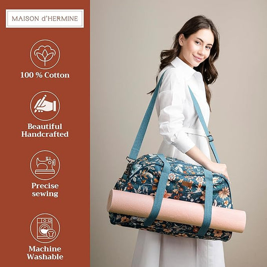 Maison d' Hermine Yoga Mat bag, Cylindrical bag for Woman&Men, yoga mat Bag &Adjustable shoulder straps Yoga Mat Carrier Bag with Drawstring Water Bottle Pocket and zipper pocket