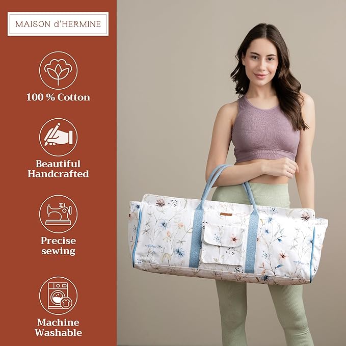 Maison d' Hermine Yoga Mat bag, Cylindrical bag for Woman&Men, yoga mat Bag &Adjustable shoulder straps Yoga Mat Carrier Bag with Drawstring Water Bottle Pocket and zipper pocket