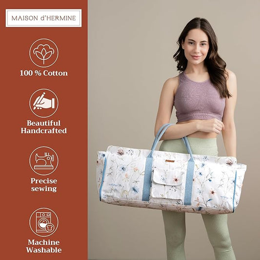 Maison d' Hermine Yoga Mat bag, Cylindrical bag for Woman&Men, yoga mat Bag &Adjustable shoulder straps Yoga Mat Carrier Bag with Drawstring Water Bottle Pocket and zipper pocket