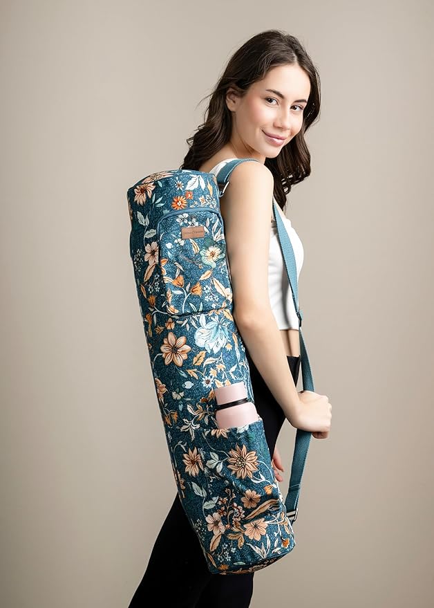 Maison d' Hermine Yoga Mat bag, Cylindrical bag for Woman&Men, yoga mat Bag &Adjustable shoulder straps Yoga Mat Carrier Bag with Drawstring Water Bottle Pocket and zipper pocket