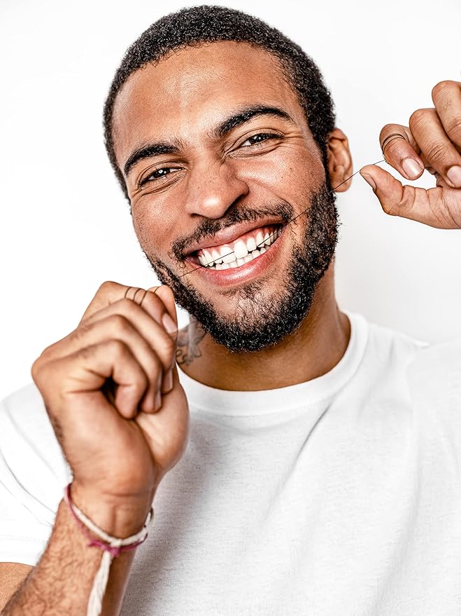 Terra & Co., Brilliant Black Dental Floss (32 Yards) | Organic Teeth Whitening Products | All Natural, with Activated Bamboo Charcoal | Vegan & Cruelty Free | Luxury Dental Care