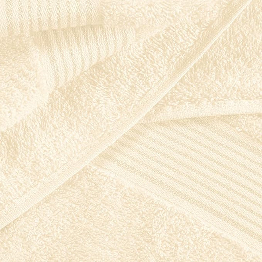Belizzi Home Ultra Soft 3 Pack Cotton Towel Set, Contains a Bath Towel 28x55 inch, a Hand Towel 16x24 inch & a Wash Coth 12x12 inch, Ideal Everyday use, Compact & Lightweight - Ivory