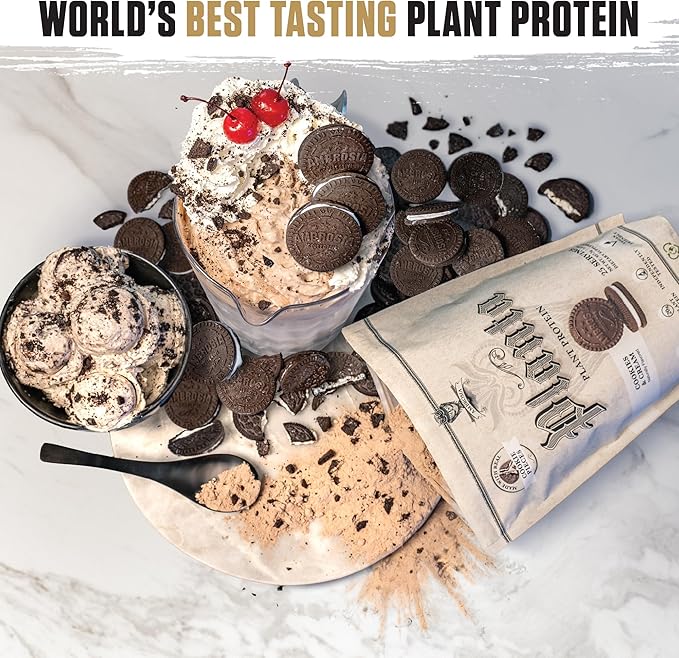 Ambrosia Planta - Premium Plant-Based Protein | Vegan & Keto Friendly | Gourmet Flavors with No Bloating or Stomach Upset | Gluten & Soy Free | No Added Sugar | 25 Servings | Cookies Cream