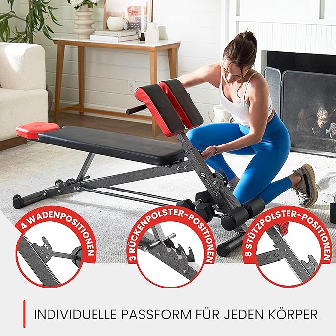 FF Finer Form Multi-Functional Weight Bench for Full All-in-One Body Workout – Adjustable Workout Bench Press for Home Gym, Fitness equipment for Back HyperExtension, Roman Chair Exercise, Sit up
