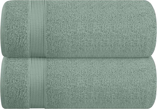 Belizzi Home Cotton 2 Pack Oversized Bath Sheet 35x70, Large Bath Sheet, Ultra Soft, Absorbent, Compact, Eco-Friendly, Recyclable, Quick Drying and Lightweight Towel - Jade