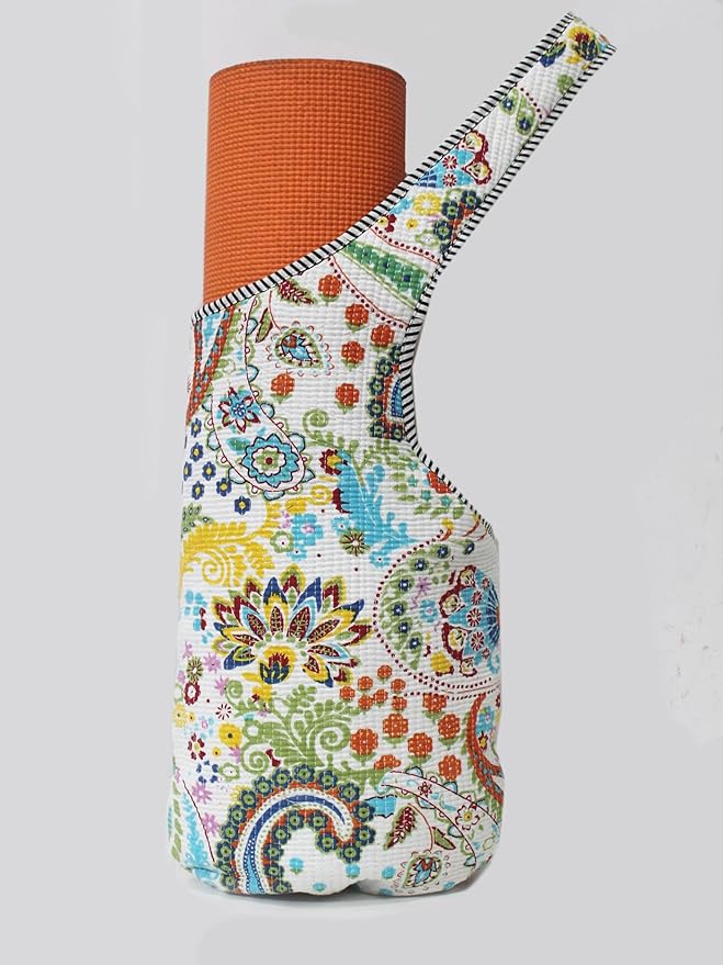 INDIAN CRAFT CASTLE Yoga Mat Bag | Tote Mat Bag | Sling Yoga Tote w/Large Side Pocket & Zipper Pocket | Yoga Mat Carrier Fits Most Size Mats