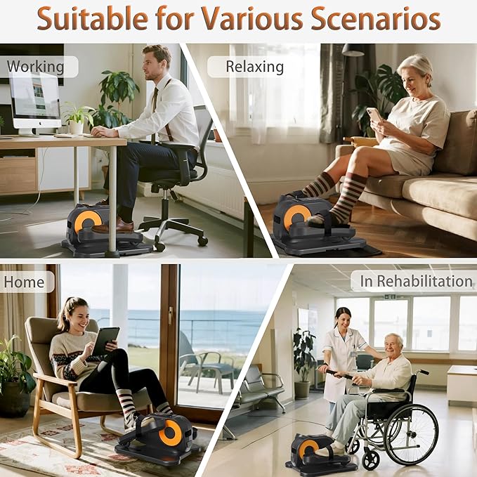 Under Desk Elliptical Machine, Electric Elliptical Training Machine w/Remote & 12 Speeds Level, Manual & Auto Mode, Elliptical Traier for Seniors Seated Pedal Exerciser for Home Office