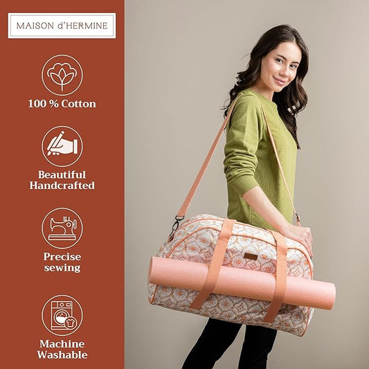 Maison d' Hermine Yoga Mat bag, Cylindrical bag for Woman&Men, yoga mat Bag &Adjustable shoulder straps Yoga Mat Carrier Bag with Drawstring Water Bottle Pocket and zipper pocket