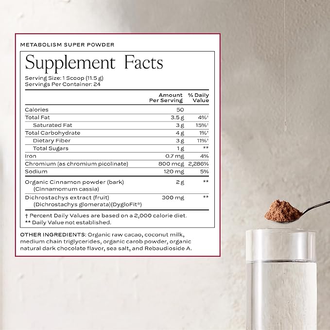 SAKARA Metabolism Super Powder – Natural Support for Appetite Control, Weight Management Support and Curbed Cravings – Vegan, Non-GMO, Chocolate Flavor – 24 Servings