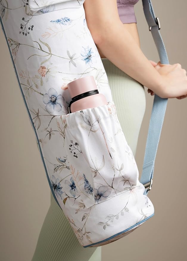Maison d' Hermine Yoga Mat bag, Cylindrical bag for Woman&Men, yoga mat Bag &Adjustable shoulder straps Yoga Mat Carrier Bag with Drawstring Water Bottle Pocket and zipper pocket