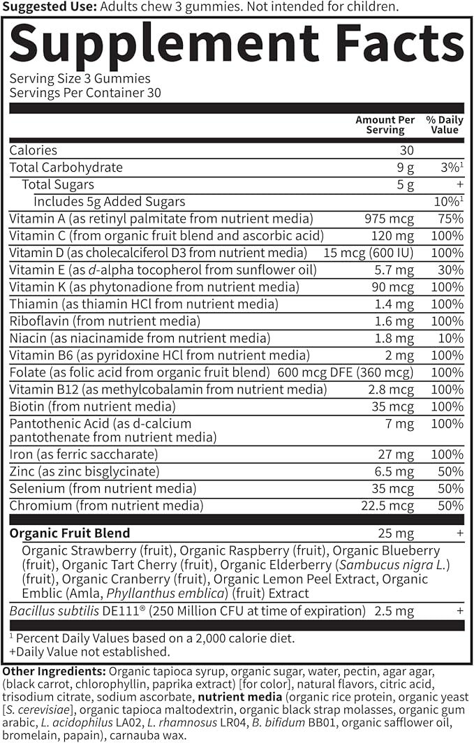 Essential Prenatal Gummy Vitamins for Women with Iron: Folate, Biotin, D3 & B12 + Probiotics for Digestion, Vitamin Code Multivitamin, Non-GMO, Gluten-Free, 90 Cherry Lemonade Gummies, 30 Day Supply