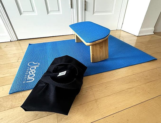 Bean Products Bamboo Foldable Meditation Bench – Supportive and Portable Kneeling Stool Chair with Meditation kit – Ergonomic Design for Seiza, Meditation, Prayer and Travel – Made in USA