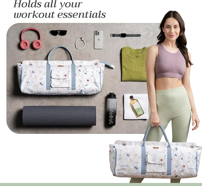 Maison d' Hermine Yoga Mat bag, Cylindrical bag for Woman&Men, yoga mat Bag &Adjustable shoulder straps Yoga Mat Carrier Bag with Drawstring Water Bottle Pocket and zipper pocket