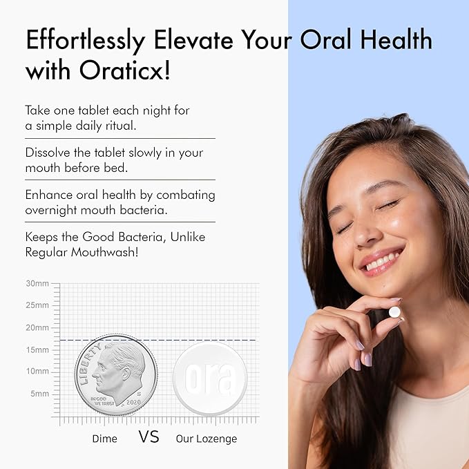 OraTicx Teeth & Gums Oral Probiotics, 8 Billion CFU - Naturally Supports Oral Health, Fresh Breath, and Immunity, Dental Probiotic Supplement, Grape Flavor 30 Lozenges 2-Pack