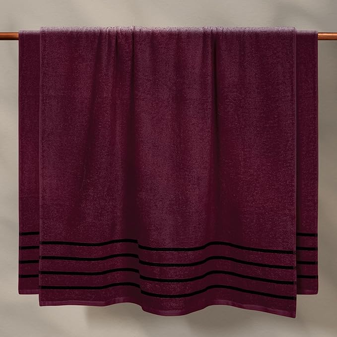 MyOwn Cotton 2 Pack Oversized Bath Sheet 35 x 70, Large Bath Sheet, Ultra Absorbent, Compact, Eco-Friendly and 100% Recyclable, Quick Drying and Lightweight Towel - Burgundy Red
